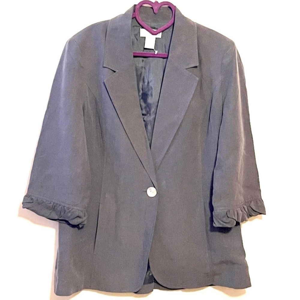 Silk And Linen Vintage Spiegel Charcoal Gray Blazer